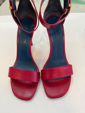 CELINE Dark Pink Leather Open-Toe Ankle-Strap Heels - GORGEOUS